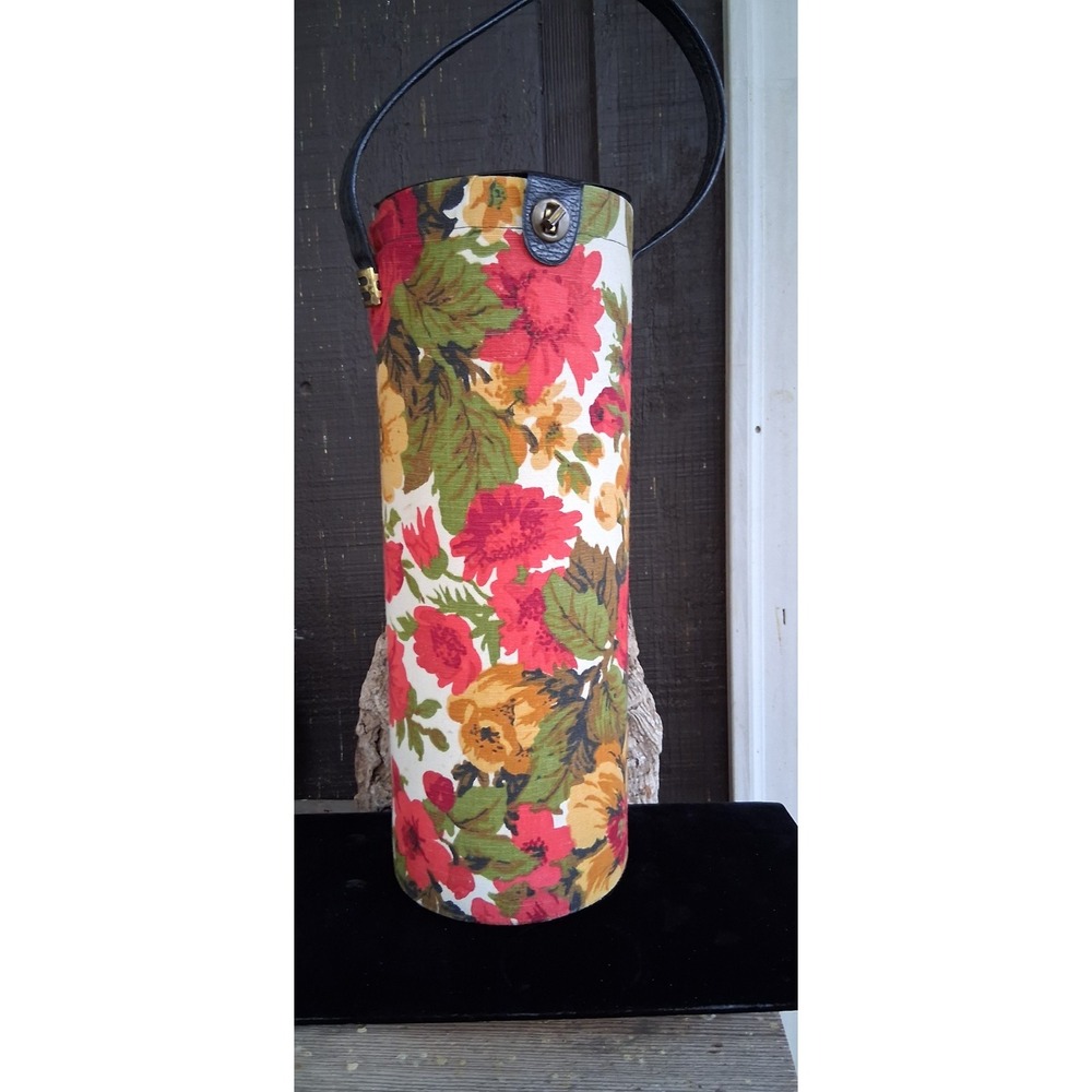 Bottle Carrier, Retro Floral Bottle Holder, Made in Japan